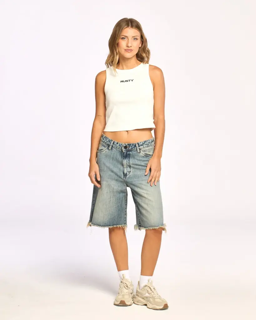 TEMPO MIDI RISE DENIM JORT LD 