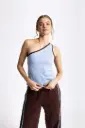 ZOE ONE SHOULDER SKIMMER TANK LD ( BLACK / GLACIER LAKE )
