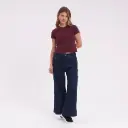 WENDY HI RISE WIDE LEG JEAN LD (MIDDY BLUE / DEEP BLUE)